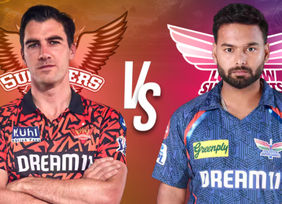 SRH vs LSG IPL 2025 match banner with team logos