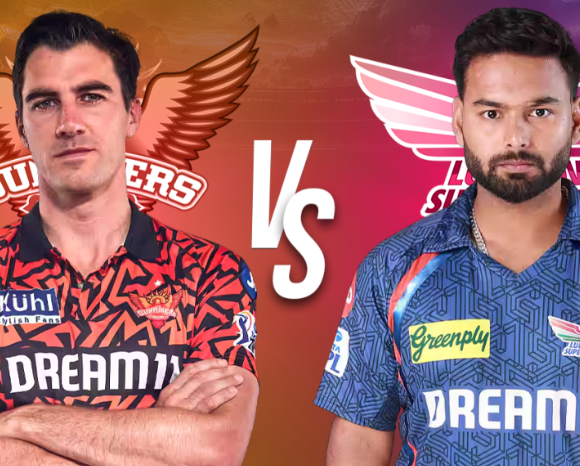 SRH vs LSG IPL 2025 match banner with team logos